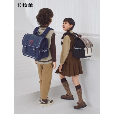 卡拉羊小学生横版书包男女生1-4年级双肩包儿童背包CX2115薰衣草紫s381