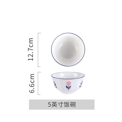 顺祥陶瓷官方店欧式餐具北欧田园风饭碗面碗现代简约家用碗碟套装s379