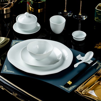 酒店摆台餐具不规则创意个性私房菜会所餐厅异形碗碟套装定制LOGOs380