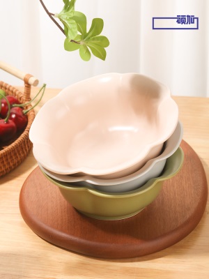 顺祥陶瓷6英寸沙拉碗花瓣甜品碗家用面碗好看可爱水果碗可蒸可烤s379