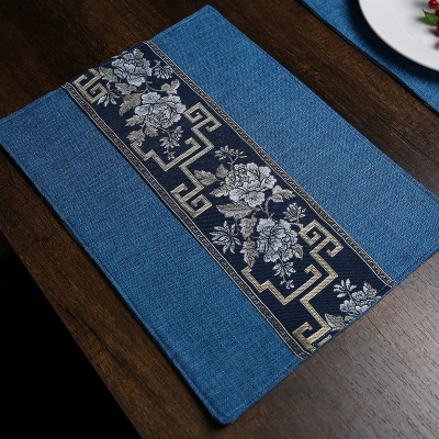 亚彩中式餐垫布艺刺绣花瓶垫子中国风防滑餐桌垫托盘碗垫杯垫棉麻s380