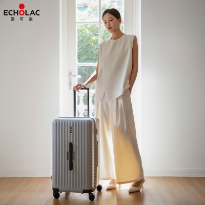 爱可乐（Echolac）超大容量拉杆箱方形旅行箱TSA密码锁箱行李箱PC183K蓝色26吋s386