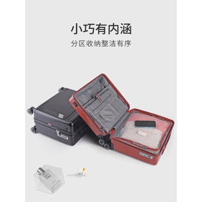 莎米特行李箱小型拉杆箱16英寸可登机箱带USB接口旅行箱PC999玛莎拉红s382