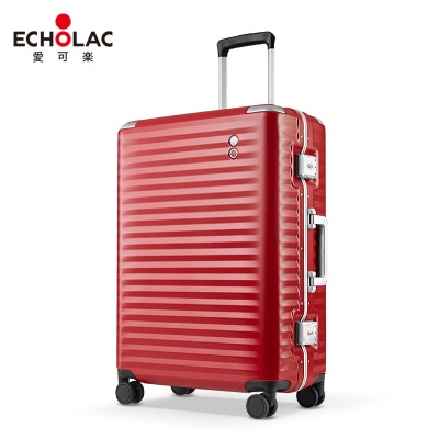 爱可乐（Echolac）万向轮铝框旅行箱大容量行李箱双TSA密码锁拉杆箱PCT183E红色28吋s386