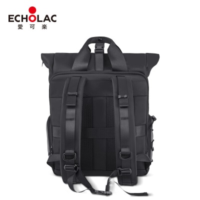 爱可乐（Echolac）双肩背包时尚休闲男商务出行电脑包多功能旅途超大容量CKP2132明星包20L 黑色s386