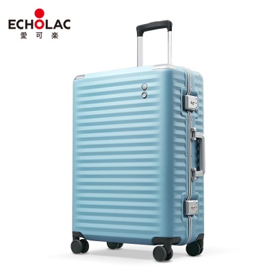 爱可乐（Echolac）防刮铝框旅行箱大容量行李箱双TSA密码锁拉杆箱PCT183E蓝色28吋s386