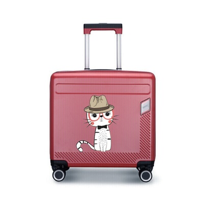 莎米特万向轮拉杆箱女18英寸登机箱行李箱子带USBPC999TCP玛莎拉红猫咪s382