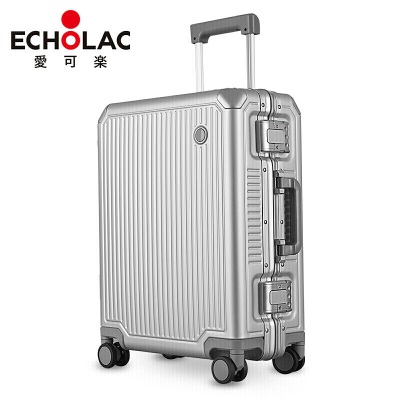 爱可乐（Echolac）铝镁合金行李箱20吋万向轮拉杆箱全金属旅行登机箱硬箱CTA148黑色s386