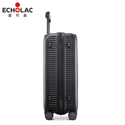 爱可乐（Echolac）前开盖行李箱拉杆箱金属包角旅行登机箱无极拉杆PC148FA黑色20吋s386