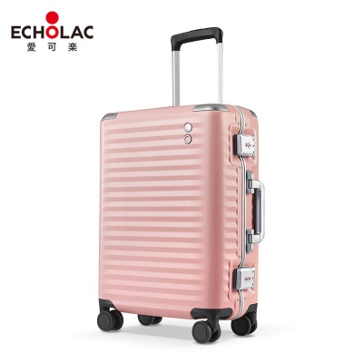 爱可乐（Echolac）铝框旅行箱万向轮登机箱双TSA密码锁行李箱拉杆箱PCT183E粉色20吋s386s392