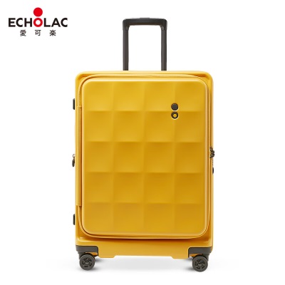 爱可乐（Echolac）前开盖大容量行李箱方格高端商务拉杆箱托运箱PC263FA蓝色28吋s386