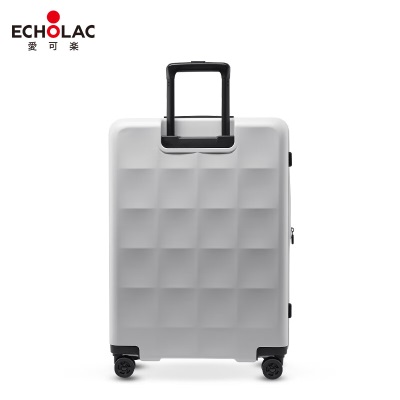 爱可乐（Echolac）前开盖大容量行李箱方格高端商务拉杆箱托运箱PC263FA粉色24吋s386
