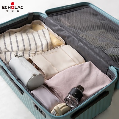 爱可乐（Echolac）超大容量拉杆箱方形旅行箱TSA密码锁箱行李箱PC183K浅灰色26吋s386