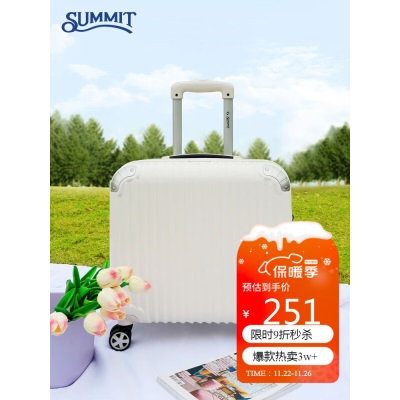 莎米特行李箱小型女拉杆箱男女通用旅行箱可登机箱PC338TC16英寸米白s382