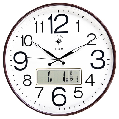 北极星（POLARIS）挂钟 客厅创意石英钟表现代办公室日历壁钟夜光特色数字时钟20英寸 78609s397