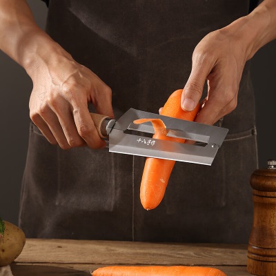 十八子作榉木耐滑厨房不锈钢削甘蔗削水果多用削皮刀W-365s402