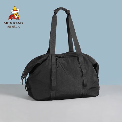 稻草人旅行包男手提大容量运动包健身包短途出差旅游背包行李包袋黑色s390