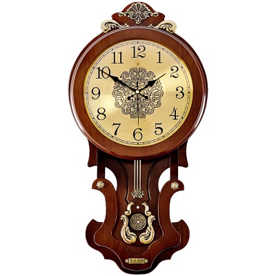北极星（POLARIS）挂钟客厅创意石英钟表复古时钟卧室木质艺术挂表摆钟s397