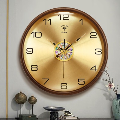 北极星（POLARIS）挂钟客厅家用时钟挂墙2023款简约实木现代时尚钟表小号s397