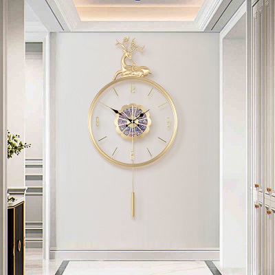 北极星（POLARIS）挂钟高档轻奢黄铜工艺钟客厅家用时尚钟表简约时钟s397
