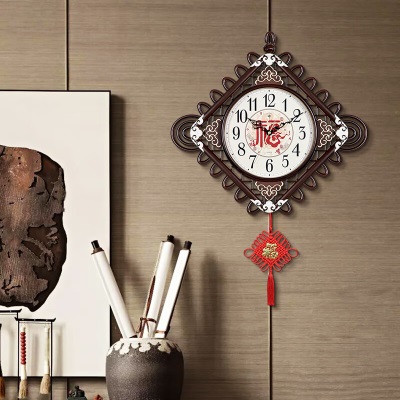 北极星（POLARIS）挂钟新中式创意简约时尚中国结时钟12英寸客厅书房办公室钟表s397
