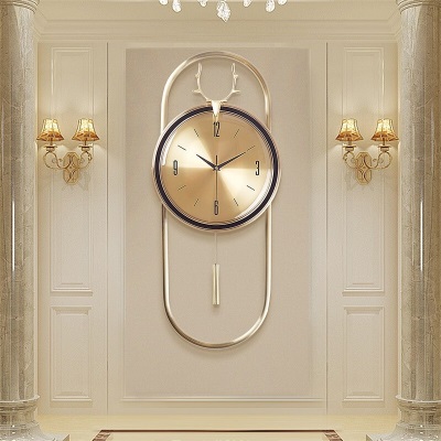 北极星（POLARIS）挂钟轻奢金属钟创意客厅挂表准时卧室石英时钟s397