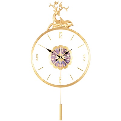 北极星（POLARIS）挂钟高档轻奢黄铜钟客厅家用钟表简约时钟 9014AC白盘s397