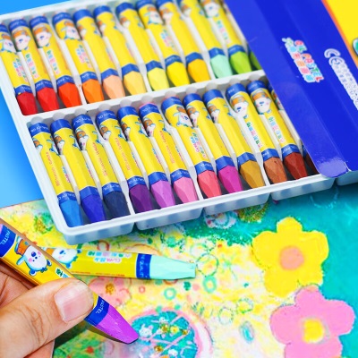 真彩(TRUECOLOR)24色丝滑油画棒不脏手可水洗儿童涂鸦涂色绘画彩色笔蜡笔套装幼儿园小学生美术专用7410s398