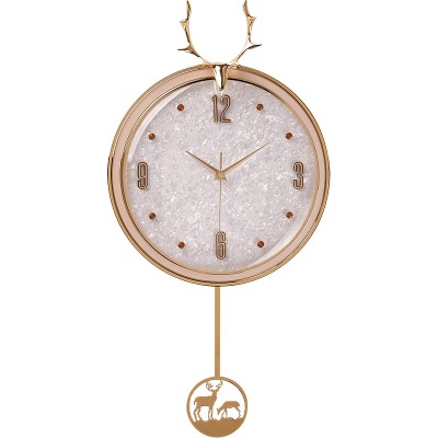 北极星（POLARIS）挂钟 客厅现代简约时钟轻奢创意时尚家用大气装饰石英钟 8012-小-数字-贝壳s397