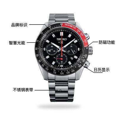 精工（SEIKO）手表 日韩表熊猫迪太阳能夜光男士腕表 SSC915P1s399s400