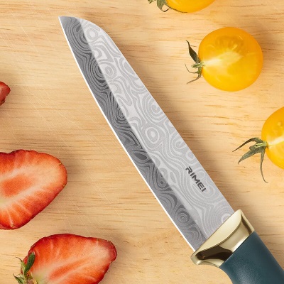 金达日美水果刀家用厨房削切刀苹果西瓜刀防粘激光纹理刀刃不锈钢材质s408