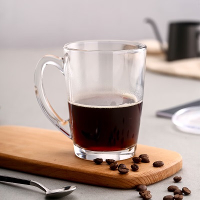 乐美雅（Luminarc）水杯玻璃杯咖啡杯茶杯泡茶杯子耐高温牛奶杯高颜值把杯320ml*2s409