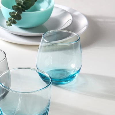 乐美雅（Luminarc）水杯玻璃杯子男士茶杯女士凉水杯高颜值花茶杯320ml*6天空蓝s409