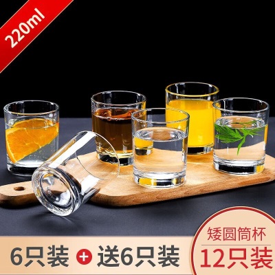 青苹果（QINGPINGGUO） 玻璃杯 家用客厅杯子水杯套装酒杯茶杯啤酒杯透明加厚耐热12只 矮四方杯150mls410