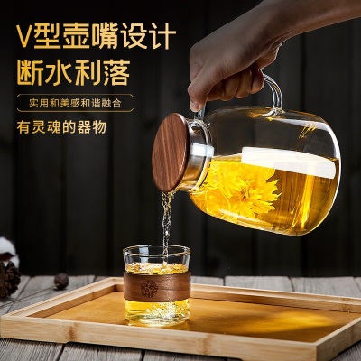 青苹果（QINGPINGGUO）玻璃泡茶壶茶具套装家用花茶水壶耐高温加厚耐热过滤水壶煮茶壶器s410