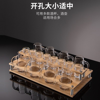 青苹果家用白酒架摆件创意分酒竹木制托架子专用酒具收纳打孔展示架s410