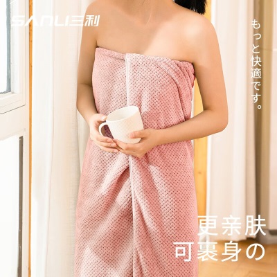 三利（SANLI）浴巾A类加大2条装家用比纯棉韩版情侣加厚柔软不掉毛大毛巾s415