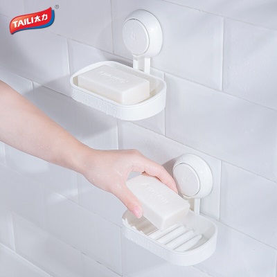 太力香皂盒肥皂盒壁挂卫生间浴室置物架免打孔吸盘沥水肥皂香皂架1个s416