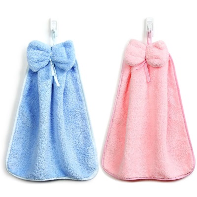 三利（SANLI） 三利珊瑚绒挂式擦手巾不易掉毛强水浴室厨房居家多用途毛巾 2条装-蓝色/粉色s415