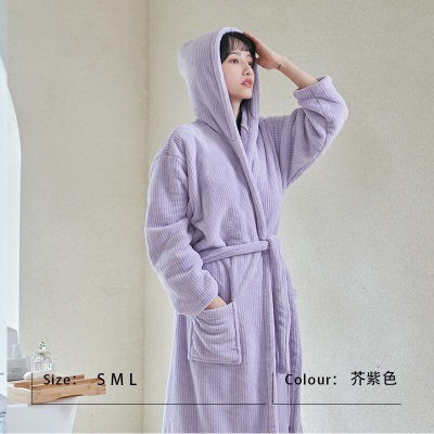 三利（SANLI）浴袍女士比纯棉吸水速干珊瑚绒可穿浴巾男情侣洗澡浴袍男长款s415