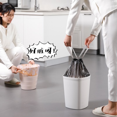 美丽雅垃圾袋加厚抽绳手提式厨房家用办公室垃圾桶塑料袋45*50cm*100只s420