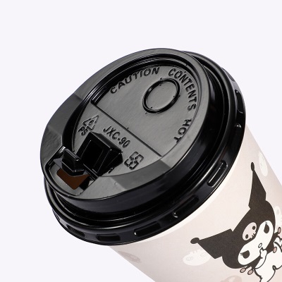 宜洁（yekee）酷洛米一次性咖啡杯带盖加厚纸杯奶茶打包外带杯340mls423