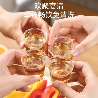 美丽雅航空杯小号50ml*40只 一次性品尝试饮试吃白酒茶杯 加厚塑料杯s420