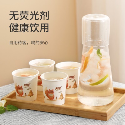 美丽雅 纸杯一次性加厚小号190ml*100只办公商务家用饮料果汁茶语杯子s420