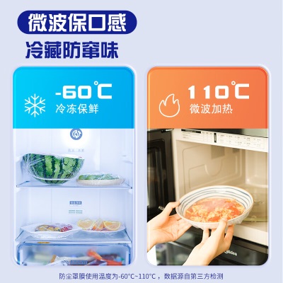 妙洁（MIAOJIE）食品用抗菌防尘罩一次性保鲜膜套微波炉食品级专用 2包共160只s422
