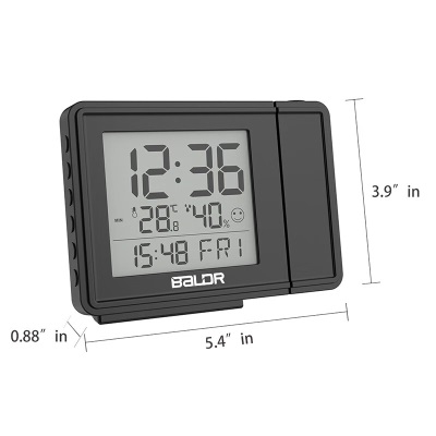 易美特多功能室内电子温度表投影闹钟创意数显时钟学生闹钟夜光 黑色s427