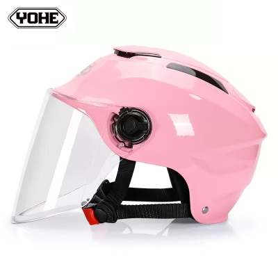 永恒（YOHE）头盔3C认证电动车电瓶车安全帽轻便式男女半盔粉红均码365s431s433