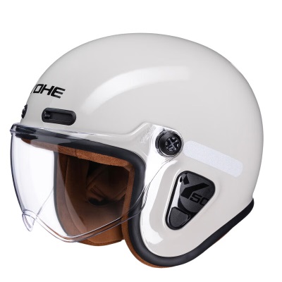 永恒 3C永恒电动车头盔女士四季保暖新款国标摩托车复古四分之三冬盔 茉莉白s433
