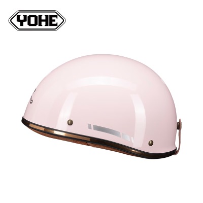 永恒（YOHE）电动车头盔3C认证复古哈雷摩托车半盔男女成人四季轻便安全帽粉红均码s431s433