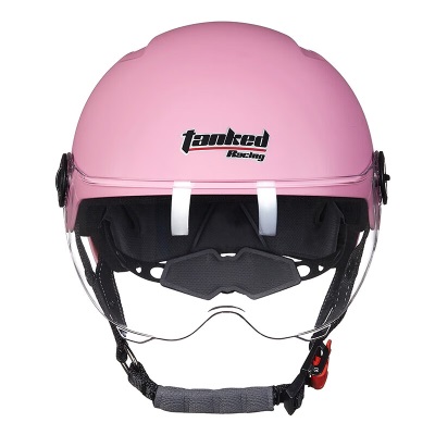坦克（Tanked Racing）电动车摩托车头盔T598半盔3C认证夏季轻便安全帽男女 肉桂粉s435